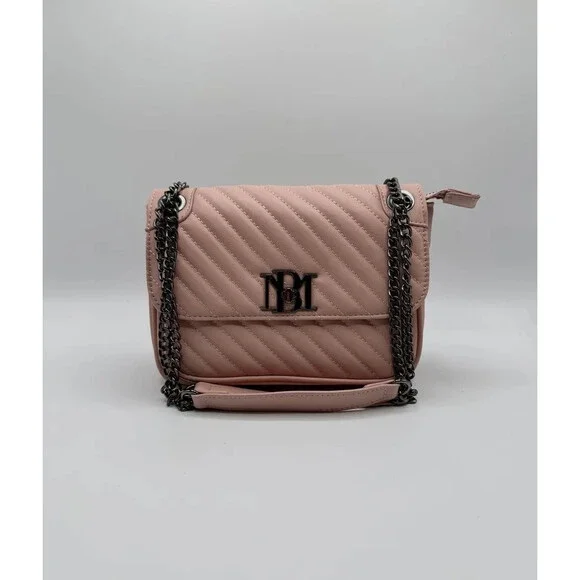 Badgley Mischka, Pink Blush,Vegan Crossbody Bag w/ Black Chain & Logo MSRP $129 - Picture 1 of 4